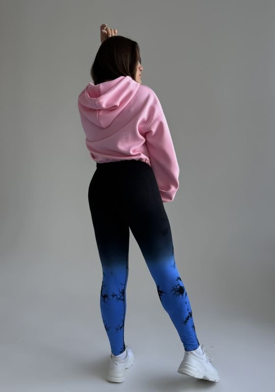 Фітнес лосини з Push-Up | Синій мармур | Розмір S/M