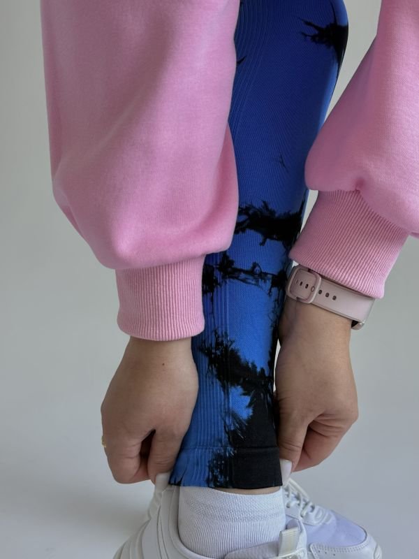 Фітнес лосини з Push-Up | Синій мармур | Розмір S/M