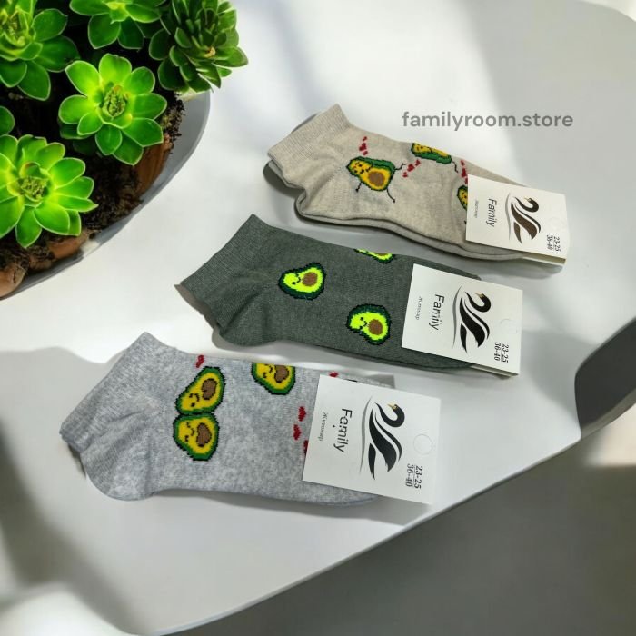 Шкарпетки демісезонні «Limerence», набір 12 пар |Закохані авокадо • Короткі • Розмір: 36–40