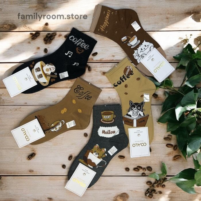 Шкарпетки демісезонні COALO  |• Котики з кавою • | Розмір: 36-41