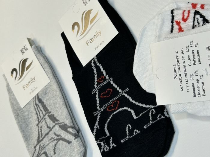 Шкарпетки демісезонні «Limerence», набір 12 пар|Париж• Короткі • Розмір: 36–40