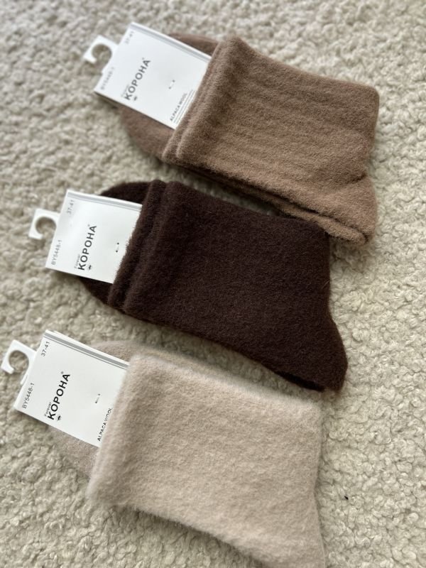 Зимові шкарпетки альпака "Корона" | Термо • Розмір: 37-41