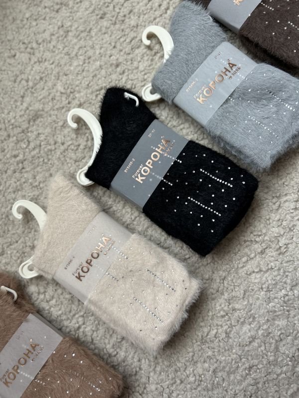 Норкові зимові шкарпетки "Корона" | • Камінці • |Розмір: 37-41