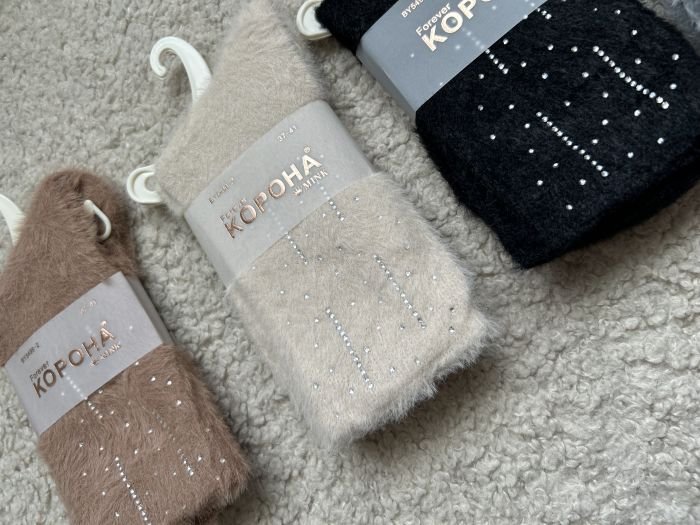 Норкові зимові шкарпетки "Корона" | • Камінці • |Розмір: 37-41