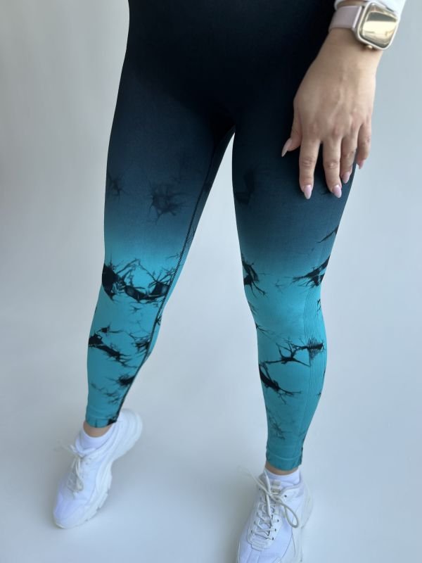 Фітнес лосини з Push-Up | Бірюзовий мармур | Розмір S/M