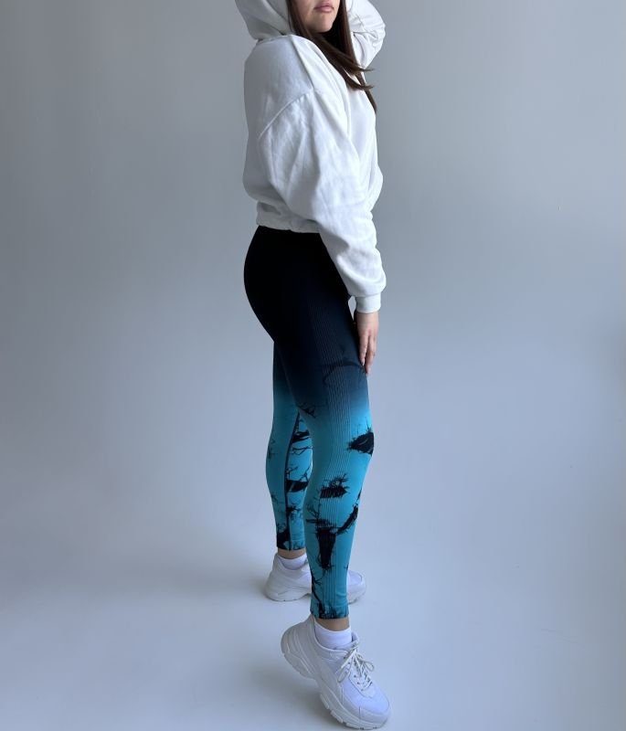 Фітнес лосини з Push-Up | Бірюзовий мармур | Розмір S/M