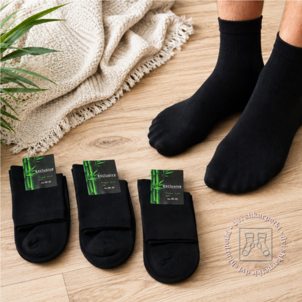 Набір 12 пар |Шкарпетки демісезонні "Master-Exciusive Bambu Socks"|• Чорні •| Розмір: 40-45