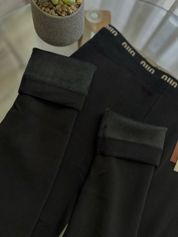 Лосини "Корона" І Еластичний бавовняний трикотаж з плюшевим начісом, напис на резинці І Розмір універсальний: на обхват стегон 86–105см - (чорні)