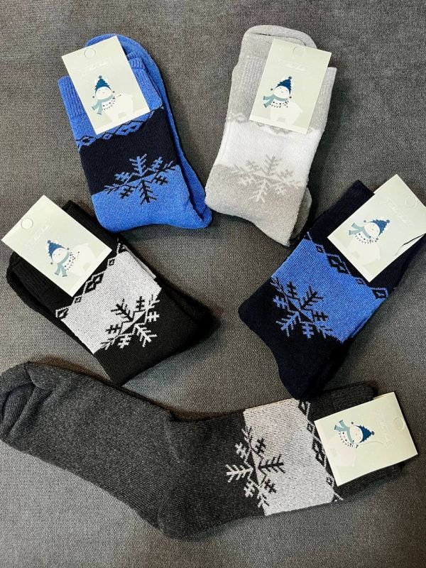 Зимові шкарпетки "NiceSocks" сніжинки (високі, махра, р. 36-40)  