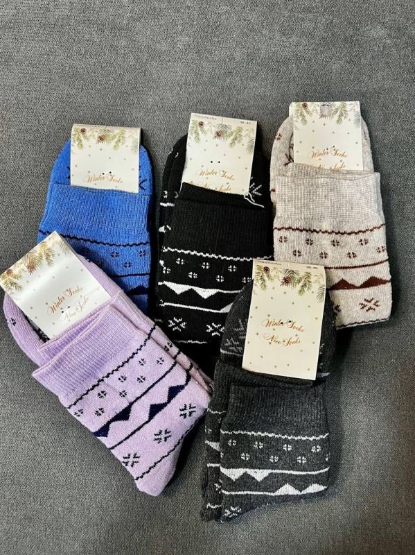 Зимові шкарпетки "NiceSocks" сніжинки з орнаментом (високі, махра, р. 36-40)