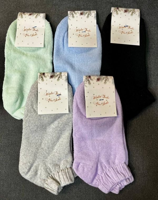 Зимові шкарпетки "NiceSocks" кольоровий мікс, тонка об'ємна гумка (короткі, махра, р. 36-40)