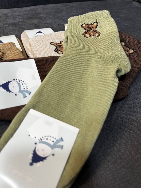 Зимові шкарпетки "NiceSocks" бавовняні ведмедики (високі, махра, р. 36-40)