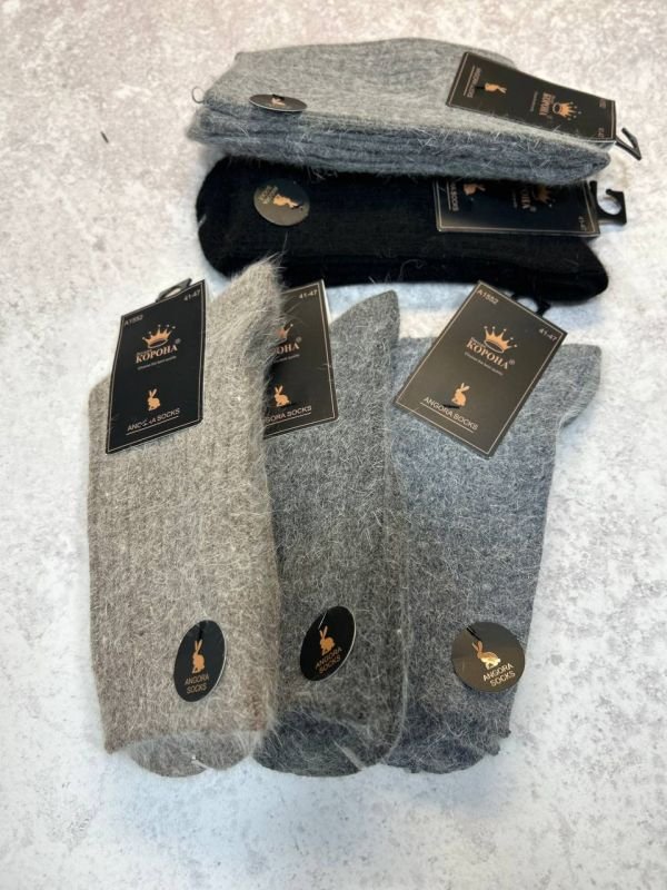 Зимові шкарпетки «Корона» | Ангора, пухнаста нитка • Розмір: 41-47