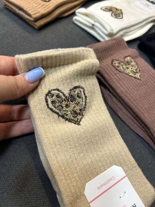 Зимові кашемірові шкарпетки "Корона" | Високі • Тигрове серце • Розмір: 37-41