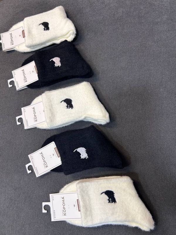 Зимові шкарпетки альпака "Корона" |• Вишитий котик  • Розмір: 37-41