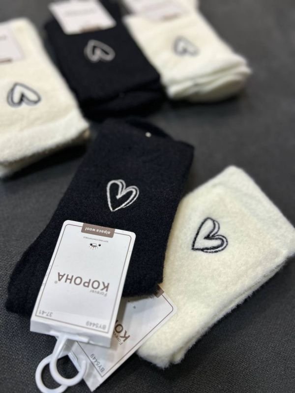 Зимові шкарпетки альпака "Корона" |• Вишите серце• Розмір: 37-41