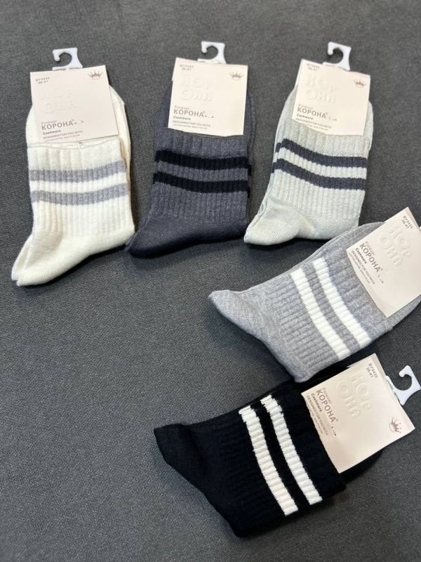 Зимові кашемірові шкарпетки "Корона" |Дві смужки • Розмір: 36-41