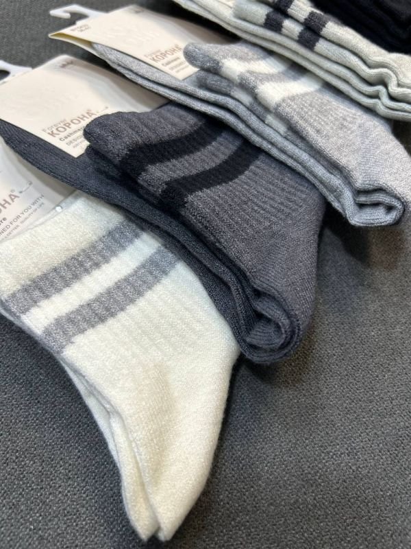 Зимові кашемірові шкарпетки "Корона" |Дві смужки • Розмір: 36-41