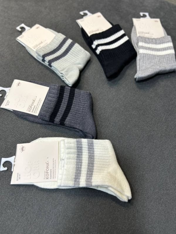 Зимові кашемірові шкарпетки "Корона" |Дві смужки • Розмір: 36-41