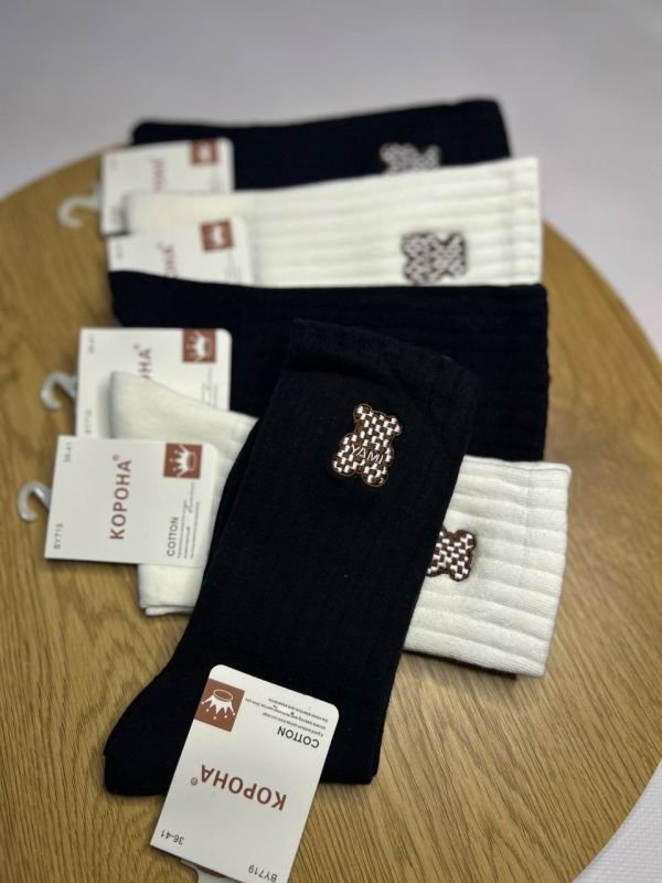 Шкарпетки демісезонні "Корона" | • Вишитий ведмедик • Високі •| Розмір: 36-41