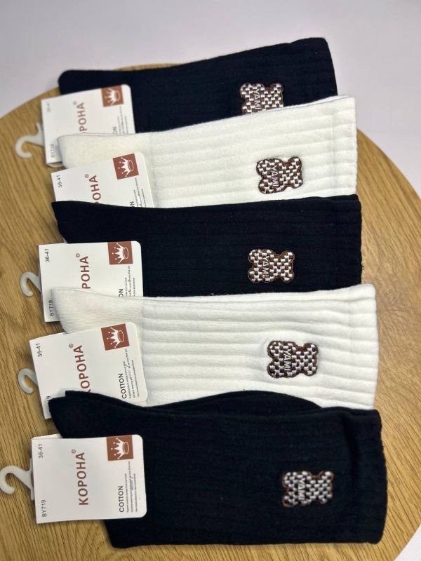 Шкарпетки демісезонні "Корона" | • Вишитий ведмедик • Високі •| Розмір: 36-41