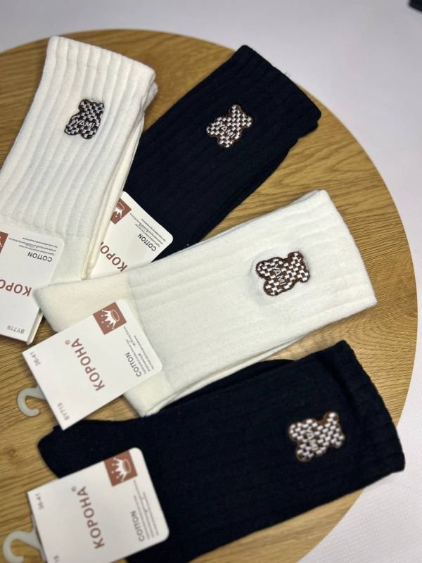 Шкарпетки демісезонні "Корона" | • Вишитий ведмедик • Високі •| Розмір: 36-41