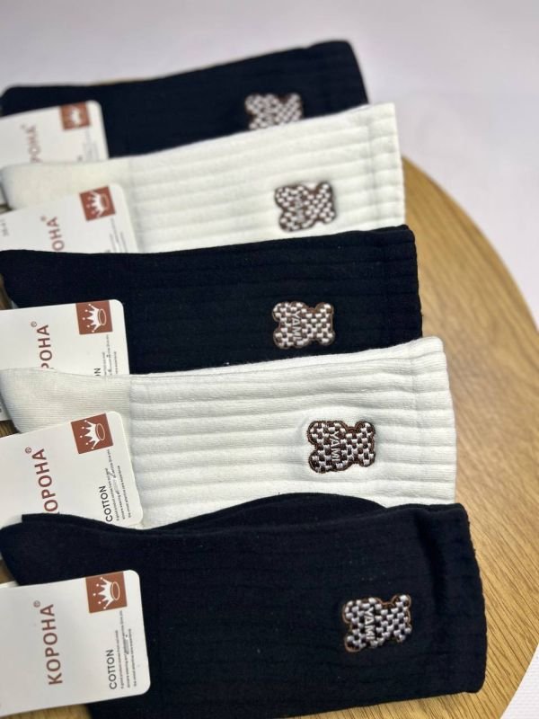 Шкарпетки демісезонні "Корона" | • Вишитий ведмедик • Високі •| Розмір: 36-41