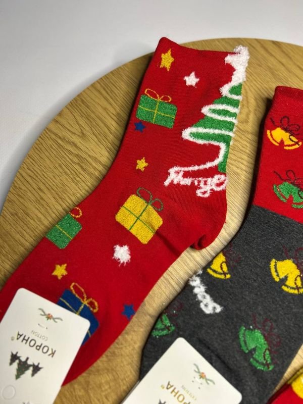 Новорічні шкарпетки "Корона" | Жіночі • Санта | Розмір: 36-41