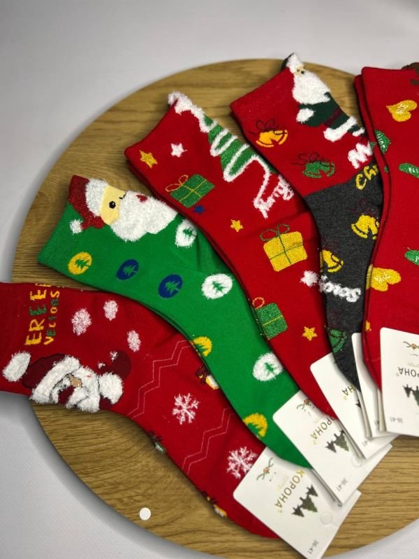 Новорічні шкарпетки "Корона" | Жіночі • Санта | Розмір: 36-41