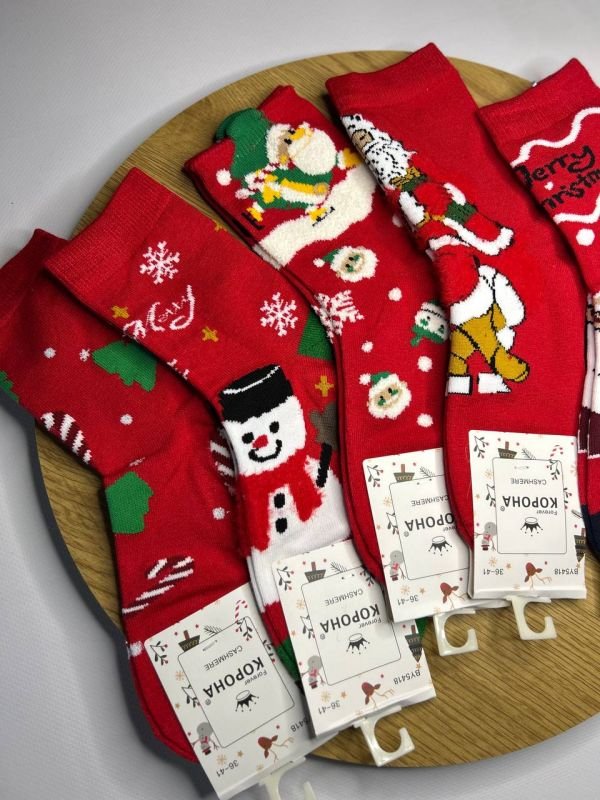 Новорічні термо/кашемірові шкарпетки "Корона" | Жіночі • Новорічні малюнки| Розмір: 36-41