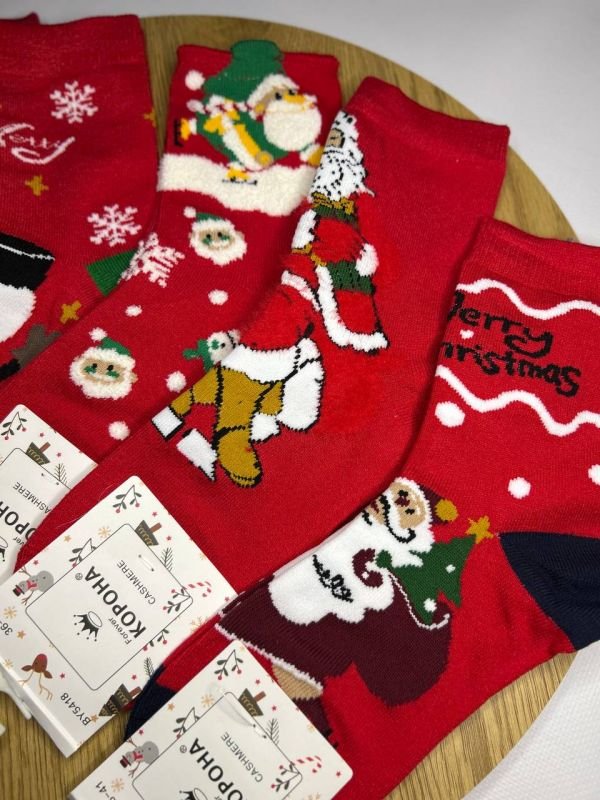 Новорічні термо/кашемірові шкарпетки "Корона" | Жіночі • Новорічні малюнки| Розмір: 36-41