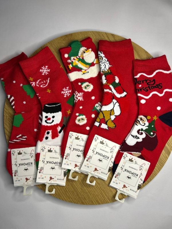 Новорічні термо/кашемірові шкарпетки "Корона" | Жіночі • Новорічні малюнки| Розмір: 36-41