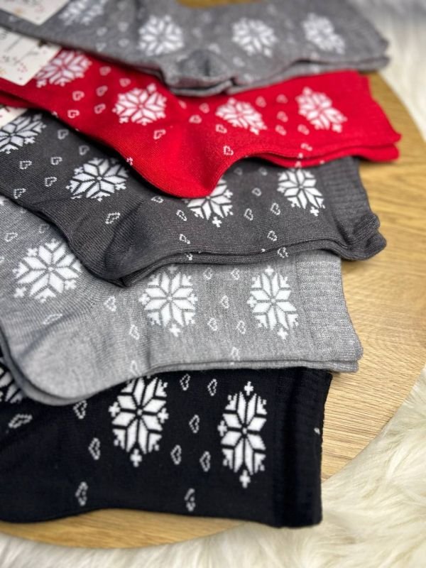 Новорічні термо/кашемірові шкарпетки "Корона" | Жіночі • Сніжинки| Розмір: 36-41