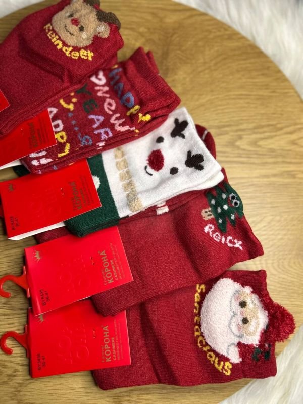 Новорічні термо/кашемірові шкарпетки "Корона" | Жіночі • | Розмір: 36-41