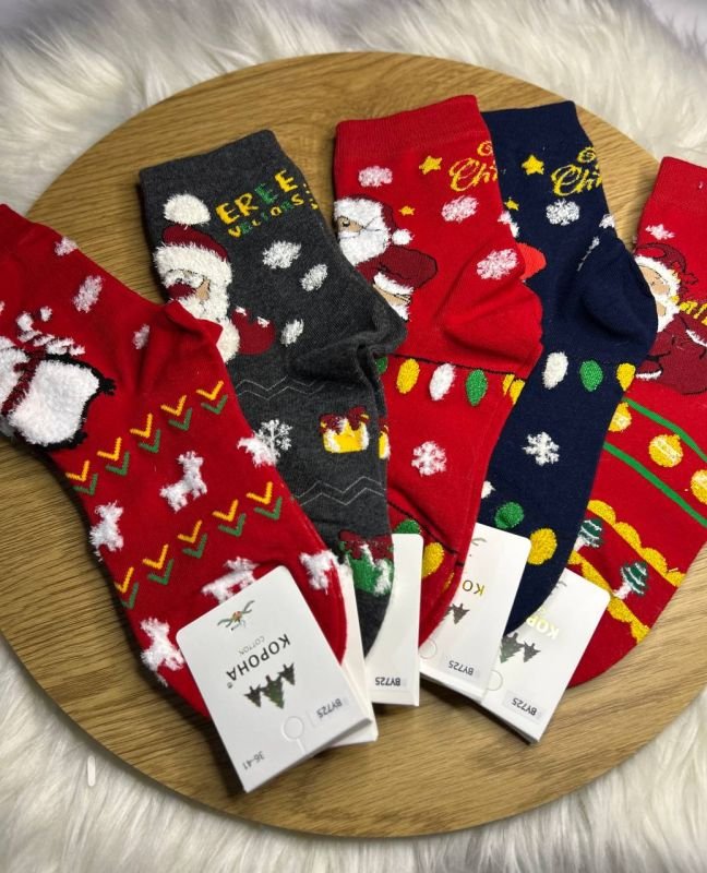 Новорічні шкарпетки "Корона" | Жіночі • Санта-Санта| Розмір: 36-41