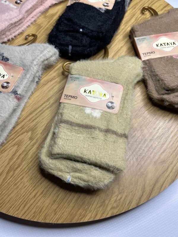 Зимові норкові термо шкарпетки з кашеміром "KATAYA" | Високі • Розмір: 37-41