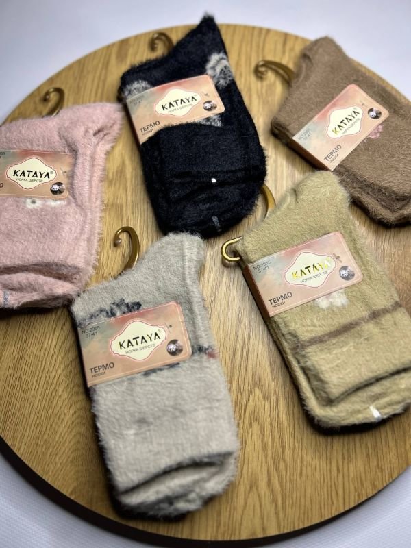 Зимові норкові термо шкарпетки з кашеміром "KATAYA" | Високі • Розмір: 37-41