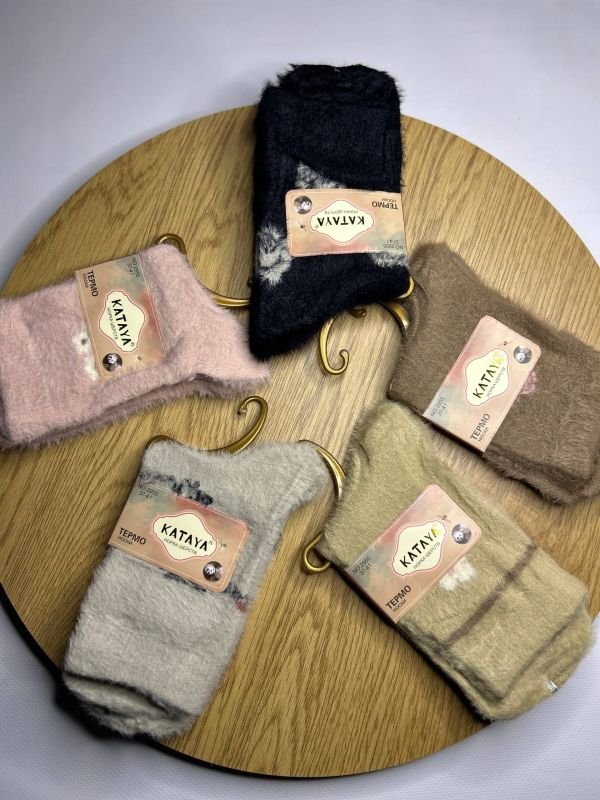 Зимові норкові термо шкарпетки з кашеміром "KATAYA" | Високі • Розмір: 37-41