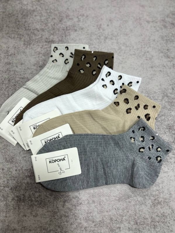 Шкарпетки демісезонні "Корона" | • Леопардовий принт  • Короткі | Розмір: 37-42
