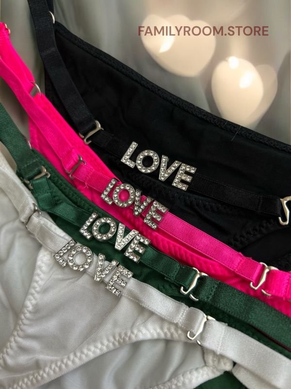 Набір трусиків стрінги «LOVE” | 3шт. + 1 в подарунок |  ОС  ( від 92 до 105 см)