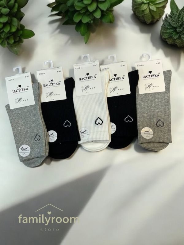 Шкарпетки демісезонні «Ластівка» | •Маленьке серце • Високі •| Розмір: 37-41