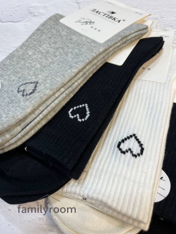 Шкарпетки демісезонні «Ластівка» | •Маленьке серце • Високі •| Розмір: 37-41