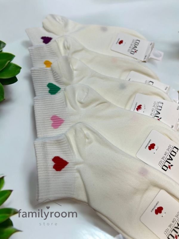 Шкарпетки демісезонні «COALO» |•Кольорові сердечка• Короткі •| Розмір: 36-41