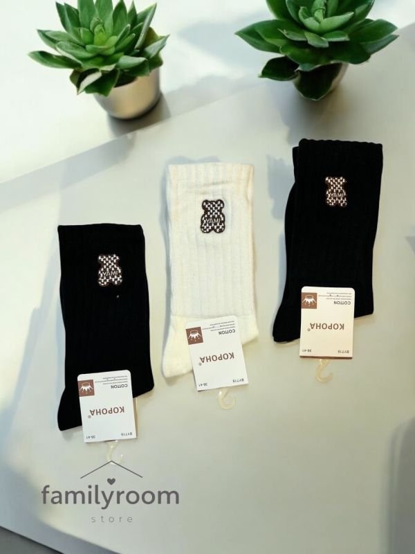 Шкарпетки демісезонні «Корона» | • Ведмедик• Високі •| Розмір: 36-41