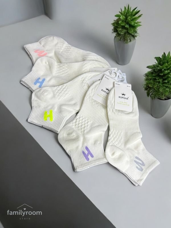 Шкарпетки демісезонні "Корона" | Неонові літери •  Резинка фіксатор посередині| Розмір: 36-41