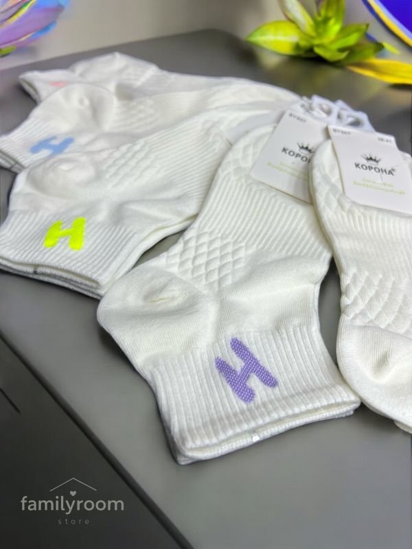 Шкарпетки демісезонні "Корона" | Неонові літери •  Резинка фіксатор посередині| Розмір: 36-41