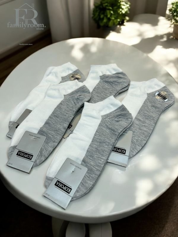 Шкарпетки демісезонні "Корона" |• Білий верх + сірий низ • Короткі•|Розмір: 41-47