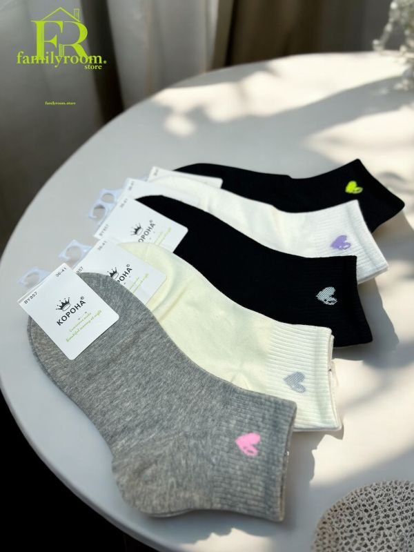 Шкарпетки демісезонні "Корона" | Неонове серце • Короткі| Розмір: 36-41