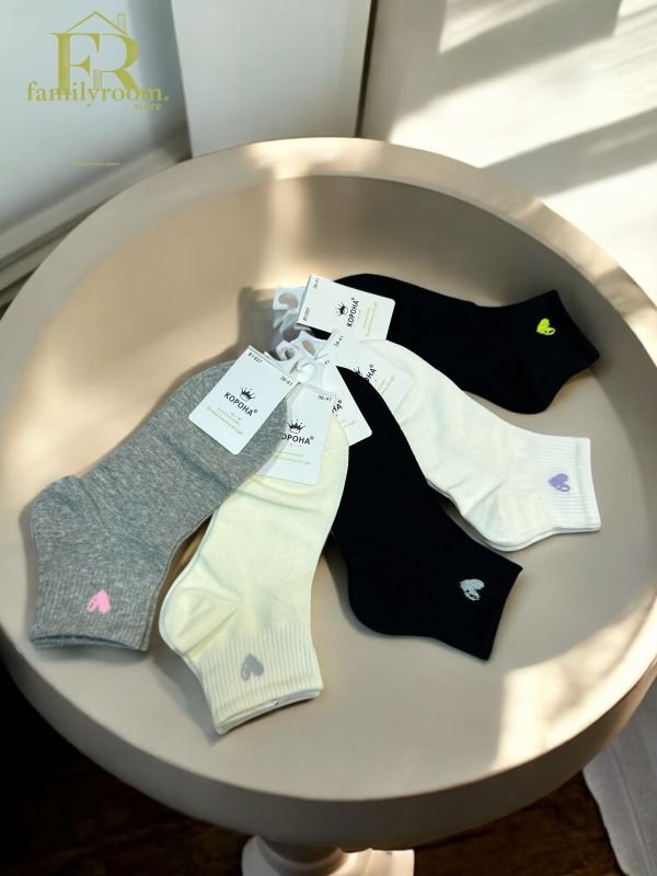 Шкарпетки демісезонні "Корона" | Неонове серце • Короткі| Розмір: 36-41