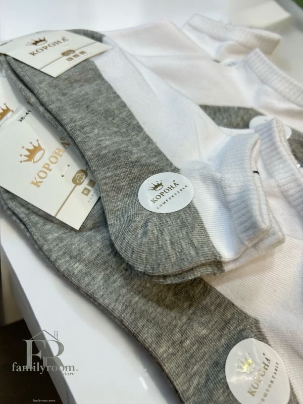 Шкарпетки демісезонні "Корона" | • Сірий низ •Короткі•| Розмір: 36-41